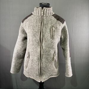 Lost Horizons Jacket Men M 100% Wool Knit Boho Handmade Coat Nepal Gray Brown